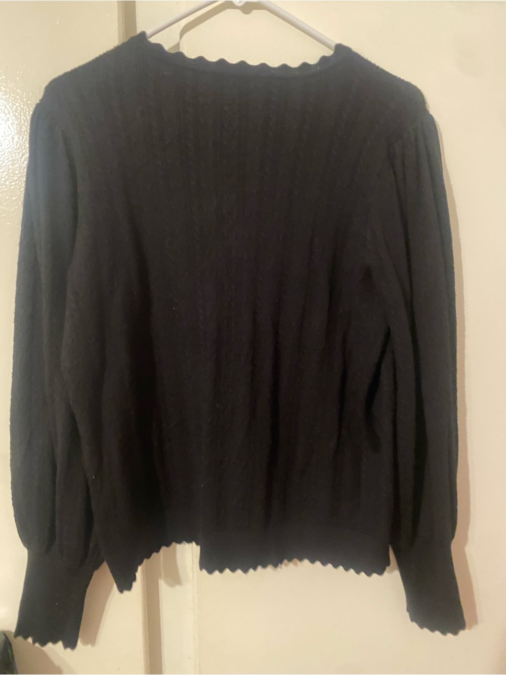 Adrianna Papell Black Scoop Neck Sweater with Gold Accent Buttons - Picture 4 of 5